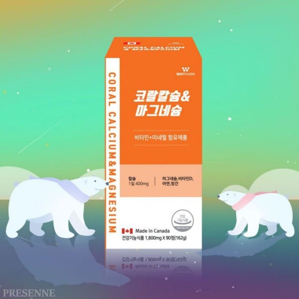 웨이팜 코랄<b>칼슘</b> 마그네슘 190정 면역기능 뼈형성 망간