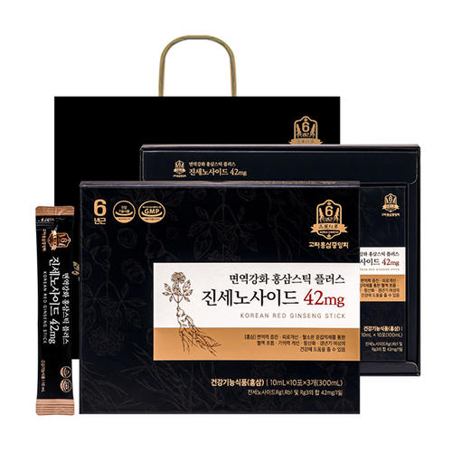 [가정의달] <b>면역</b>강화 홍삼스틱 플러스 진세노사이드, 42mg, 30포 + 쇼핑백, 1개