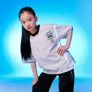 K252UTS914 프로즌 쿨웨이브 컬러블럭 우븐 반팔티 ICEGREY