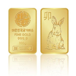 [대한민국금거래소]대한민국금거래소 2023 계묘년 토끼 골드바100g_기본케이스 [갤러리아]