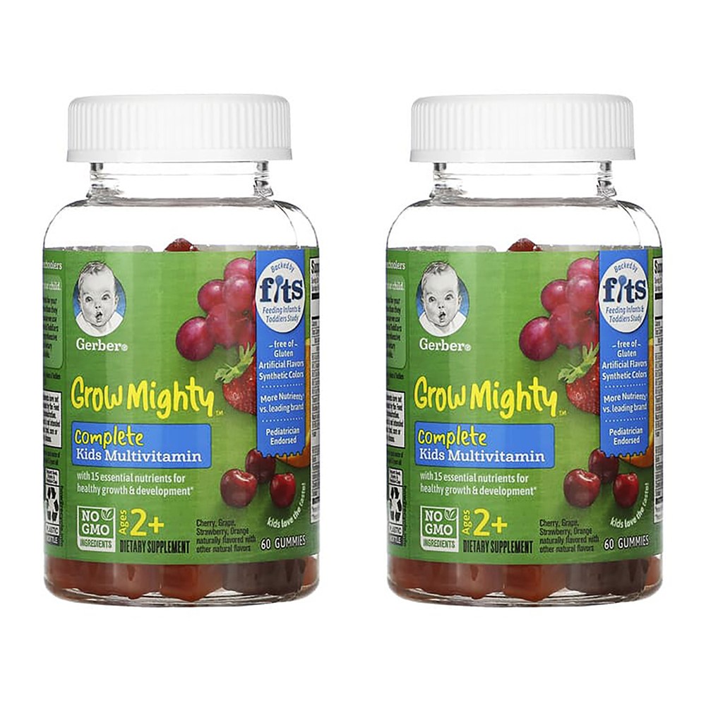 거버 <b>그로우 마이티 컴플리트</b> 종합<b>비타민</b> 만 2세 이상 구미젤리 60개 <b>키즈</b> x 2개  60정