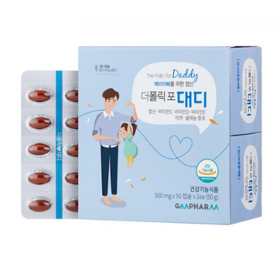 지엠팜 <b>더폴릭포 대디</b> 엽산 비타민 아연 셀레늄 영양제  50정  2개