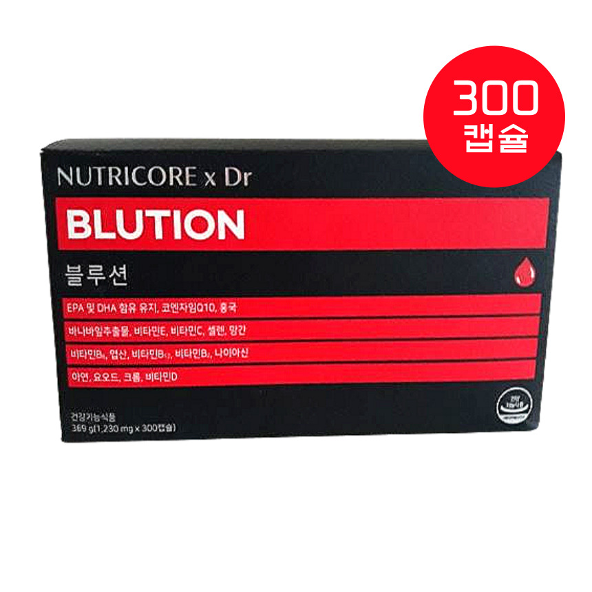 뉴트리코어xDr 블루션 블러딕스 BLUTION 4+1 300캡슐 5개월분 혈행 혈압 중성지질 콜레스트롤 혈당 건강 케어