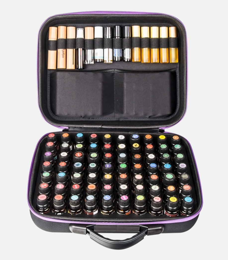 오일케이스 대용량 아로마 가방 70칸 보관 에센셜오일  오렌지 <b>도테라</b> 로고