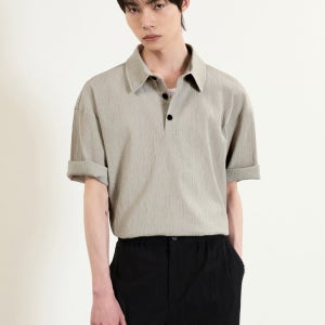 [티엔지티] Kinoshita Seersucker Collared T-Shirts (Beige) TNTS5E205I2