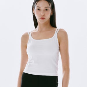 캡내장 투 스트랩 썸머 크롭탑