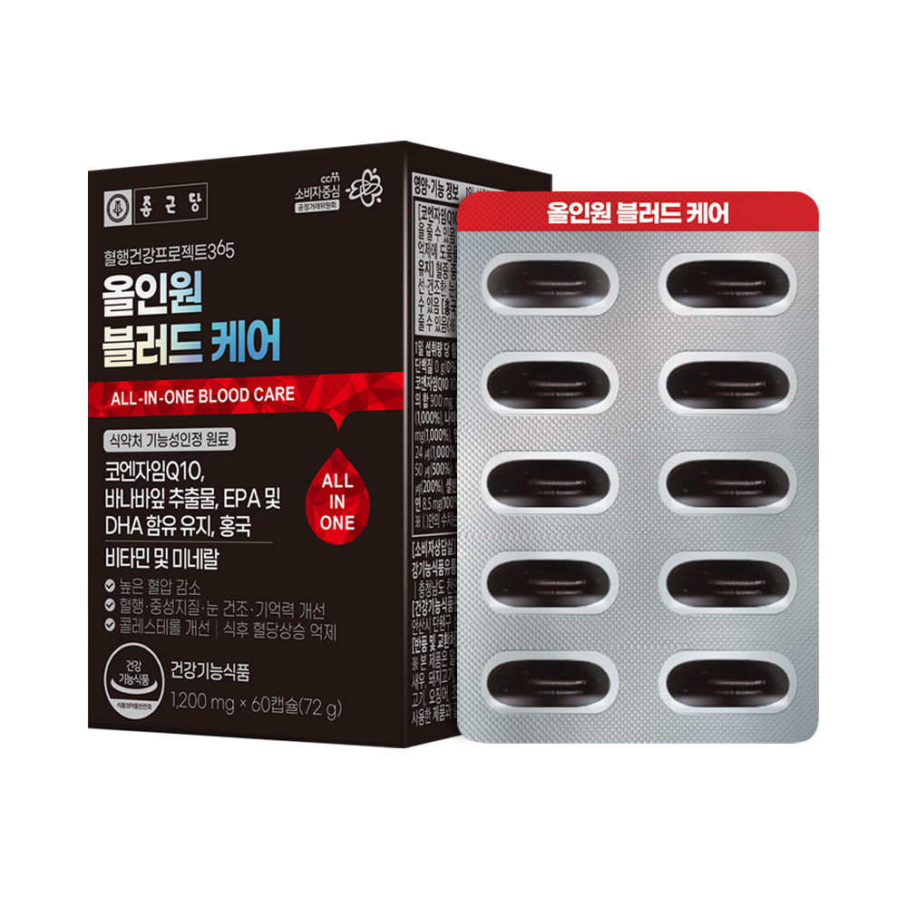 <b>종근당</b> 올인원 블러드 케어 1200mg x 60캡슐, 2개