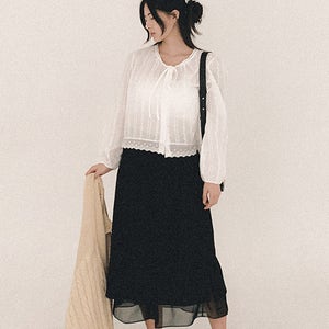 아이설 빅사이즈 펀칭 레이스 블라우스