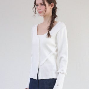 [미케네] 샬럿 프린지 브이-넥 가디건