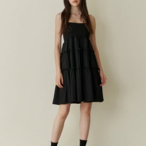 [카인더베이비] Cancan shirring mini dress - black 22fw 4