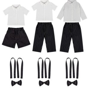 블랙 스트라이프 서스팬더 멜빵세트 3종(셔츠+타이+서스팬더+바지) 교복 학생복