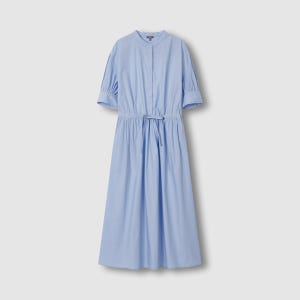 [자주] 여 코튼 셔츠 스트링 반팔 원피스 - 스카이블루 (J135201106)