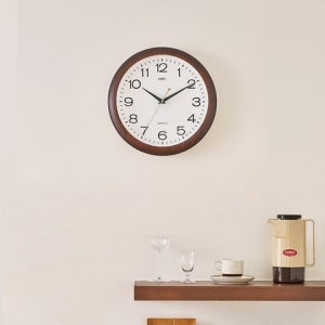 [오더블유씨] 무소음 우든 브라운 오피스벽시계