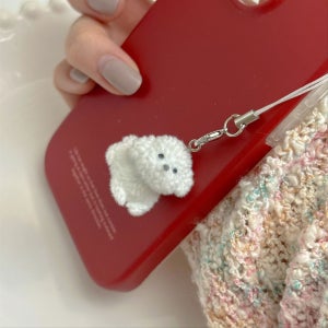 솜털 보송 비숑 강아지 키링 커플 우정 선물 핸드폰줄, 벨리타제이