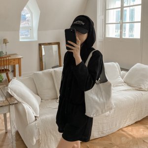 봄 신상 산책룩 밴딩 골지 후드 트레이닝 세트