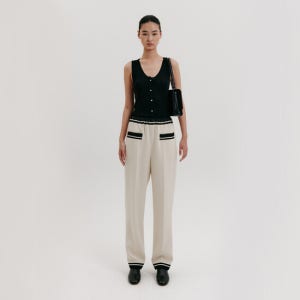 잉크 Contrast Straight Pants - Ivory