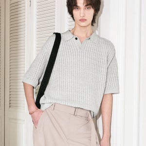 [티엔지티] Crochet Polo Knit Top (Silver) TNSW5E205SV