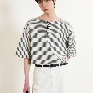 [티엔지티] Stripe Boat Neck T-Shirt (White) TNTS5E213WT