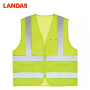 S403 랜더스 글라스비드 반사 망사조끼(형광연두)