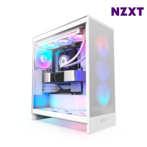 NZXT H7 플로우 V2 RGB 미들타워 ATX - 화이트 기본 전면 120mm 팬 3개
