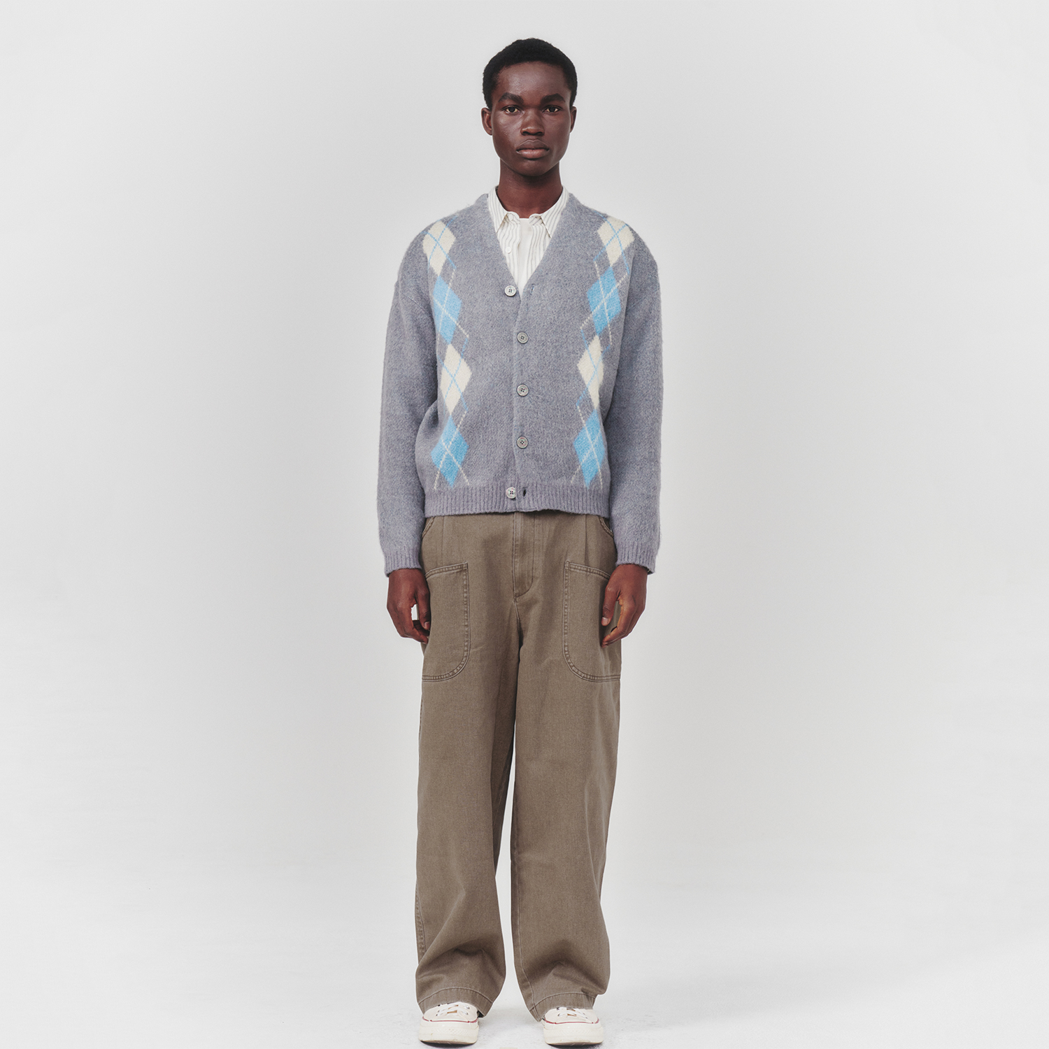 [아트 이프 액츠] Argyle Mohair Knit Cardigan_ Grey
