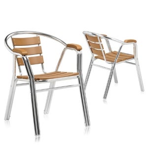 HFC 5639 로시카 더블라인 알루미늄의자 수지목 야외용의자 내추럴