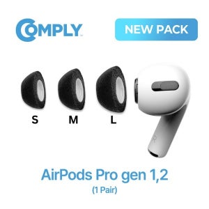 COMPLY 컴플라이 폼팁 에어팟프로 1,2세대 전용 이어팁 (NEW PACK / 1 pair / 화이트 / 블랙)