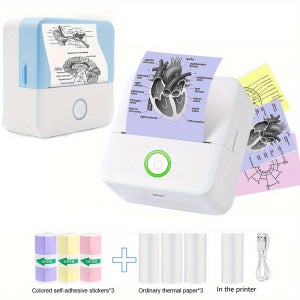 GOTOOGO 휴대용 무선 열기기 프린터, 무선, USB 충전식 배터리, 가정 사무실용 소형 포켓 디자인, 라벨 수표, 사진 노트 및 학습용 - 블랙, 휴대폰용 열기기 프린터,
