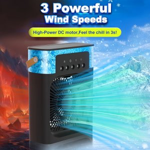 이 휴대용 5단 스프레이 냉각 팬은 1200ml의 물 탱크, USB 전원으로 작동합니다. 세련된 현대적인 디자인, 조용한 작동, 빠른 냉각을 위한 버튼 제어 기능을 갖추고