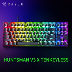 Razer Huntsman V3 X 텡키리스 87키 RGB 메카닉 게이밍 키보드, USB 전원, 프로그래밍 가능, 광 스위치, 슬림 블랙 디자인, PC 및 노트북용