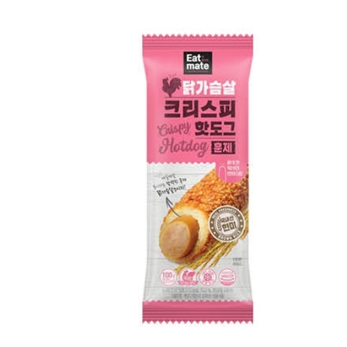 진푸드 잇메이트 닭가슴살 크리스피 핫도그 훈제맛