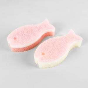 [한정판매] 일본 마나 체리블로썸 물고기 스펀지 수세미 2P세트 / P528CP