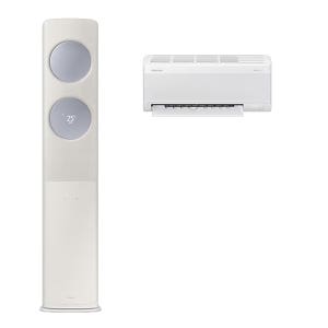 삼성 비스포크  AI 무풍 클래식 2in1 에어컨 17평형+6평형 (베이지블루) AF70F17D24ER2S 60개월약정