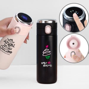 (풀칼라가능)원스타 원터치 스마트 LED 온도텀블러 400ml (이중진공)보온.보냉  304 최고급텀블러 기념품 판촉물 맞춤제작