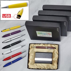 선물세트2종 메탈 명함케이스 칼라볼펜 USB메모리)8G) 기념품 판촉물 맞춤제작