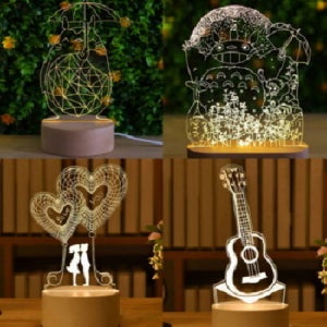 LED 원목 라운드 받침대 3D조각 무드등(주문제작) CA421 - 기념품 판촉물 단체주문, 대량 주문 할인