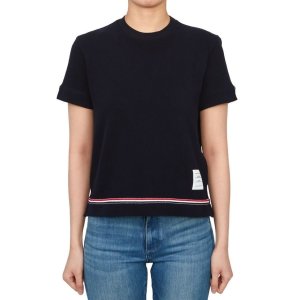 톰브라운 RWB 탭 로고 패치 코튼 반팔 티셔츠 FJS193AJ0185415 FJS193AJ0185 415