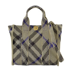버버리 여성 자수 패브릭 체크 미니 니트 토트백 나일론 8090404 쇼퍼백 가방 Mini Knit Shopper Bag Nylon Neutral 130404925