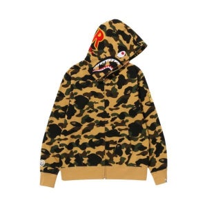 베이프 풀 집 후드 옐로우 PONR 1st Camo 2nd Shark Full Zip Hoodie Yellow 퍼스트 카모 세컨드 샤크 130297206
