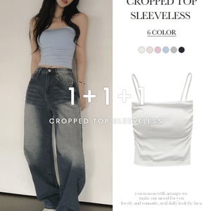 1+1+1 [썸머베스트]머랭 캡내장 크롭 나시