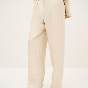 [바쉬] 베이지 스트라이프 린넨혼방 와이드핏 슬랙스 팬츠 SIPA5E017I2