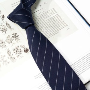 [3차앵콜] 딥 블루 핀 스트라이프 울 타이, 루나터치 LUNA TOUCH