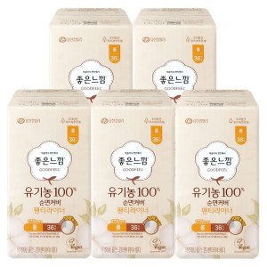 좋은느낌 좋은느낌 팬티라이너 유기농 롱 36개입 X 5팩