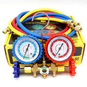 R134/R22 호환성으로 Dual-Head Manifold 냉각 압력 게이지 세트 - 절연, 색상 코드 튜브, HVAC 시스템, 냉장 장비에 적합한 내구성 구조 | Dual
