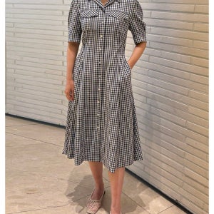 [헤지스 여성] 헤지스레이디스 체크 셔츠형원피스 95 090 HSDR5BS19N2
