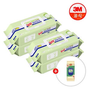스카치브라이트 (20%+10%)3M 대형 베이직 물걸레청소포 더블액션30매X4팩+PET정전기청소포22매