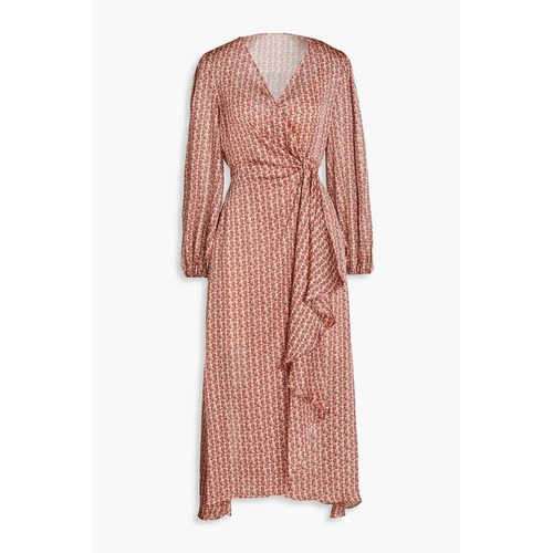 마쥬 Wrap-effect floral-print satin midi dress