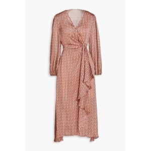 마쥬 Wrap-effect floral-print satin midi dress
