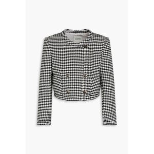 산드로 Cropped double-breasted houndstooth tweed jacket