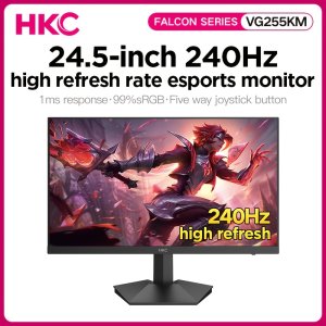 HKC VG255KM 24.5인치 E스포츠 모니터 - 초고화질 240Hz 고재fresh 속도, 넓은 색감 범위, 2K HD, 조절 가능한 스탠드가 있는 VGA 데스크탑 화면,